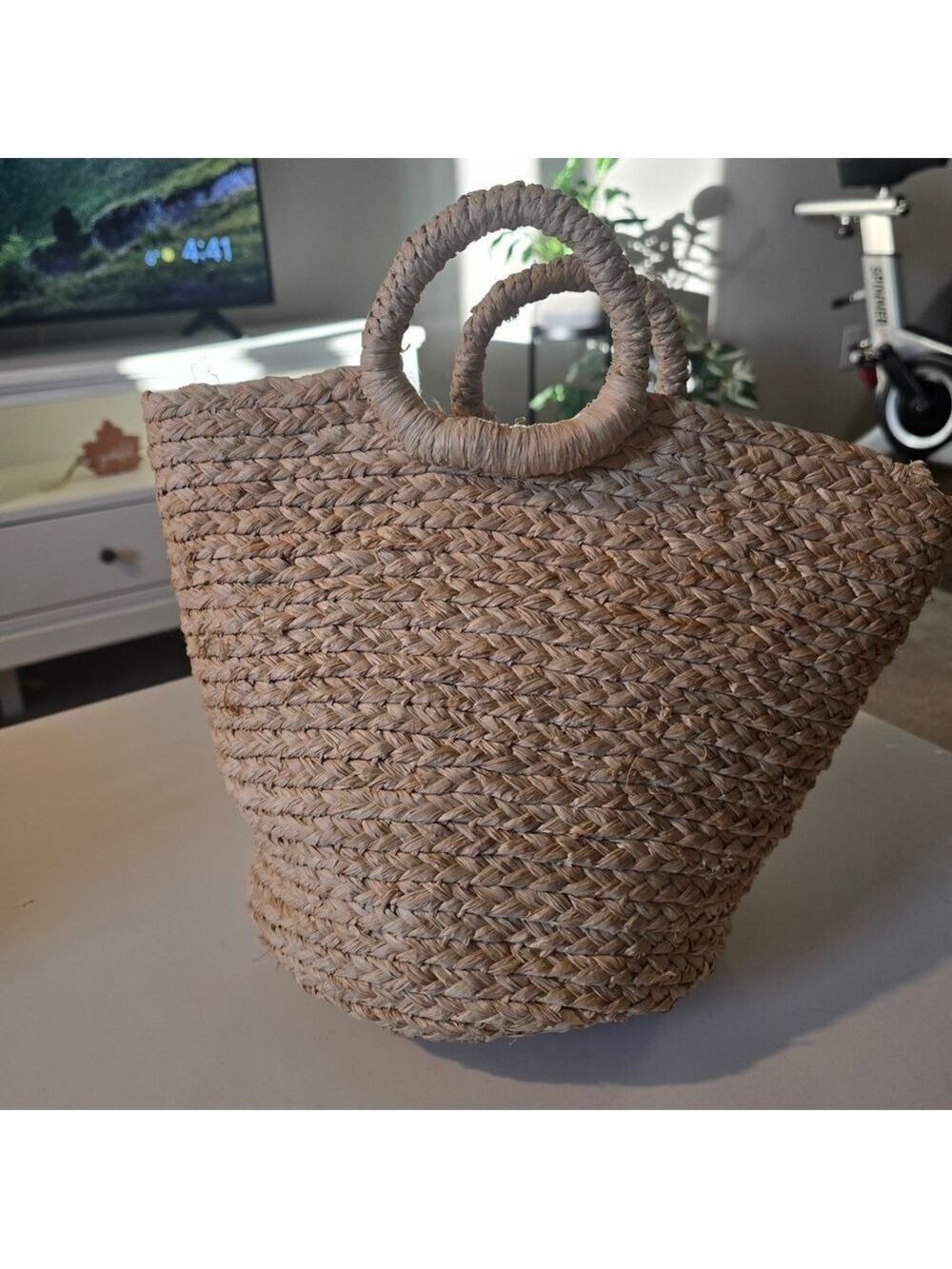 Woven Straw Tote Bag in Natural Tan - Women Bags
